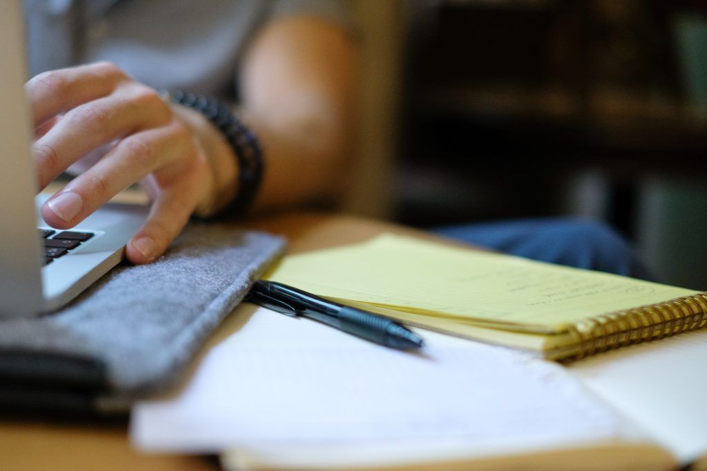 Person revising.