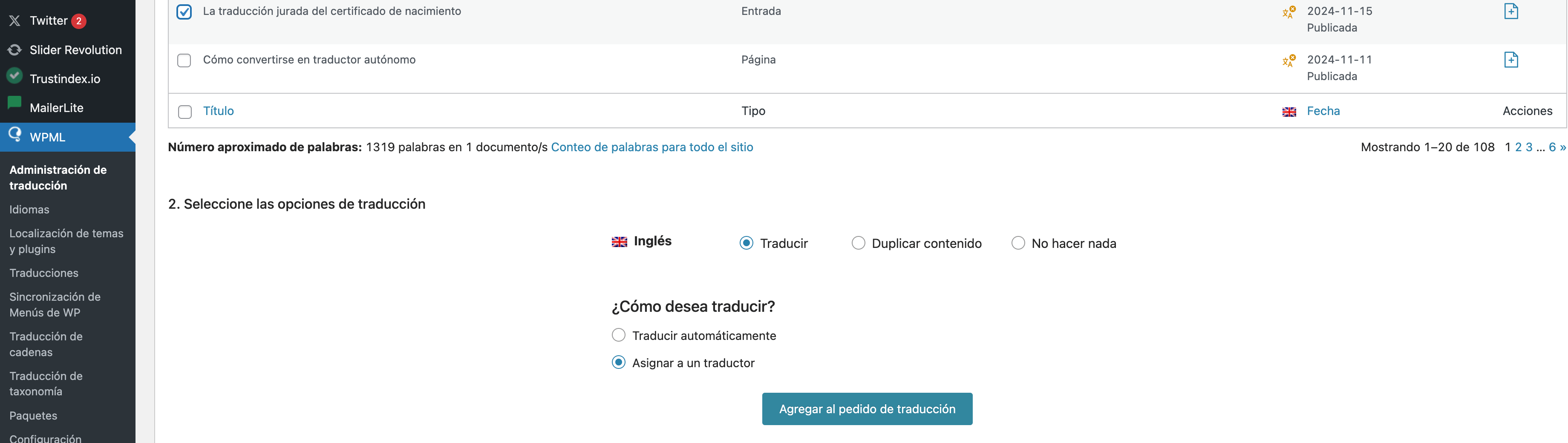 Pasos para traducir una página web con wpml