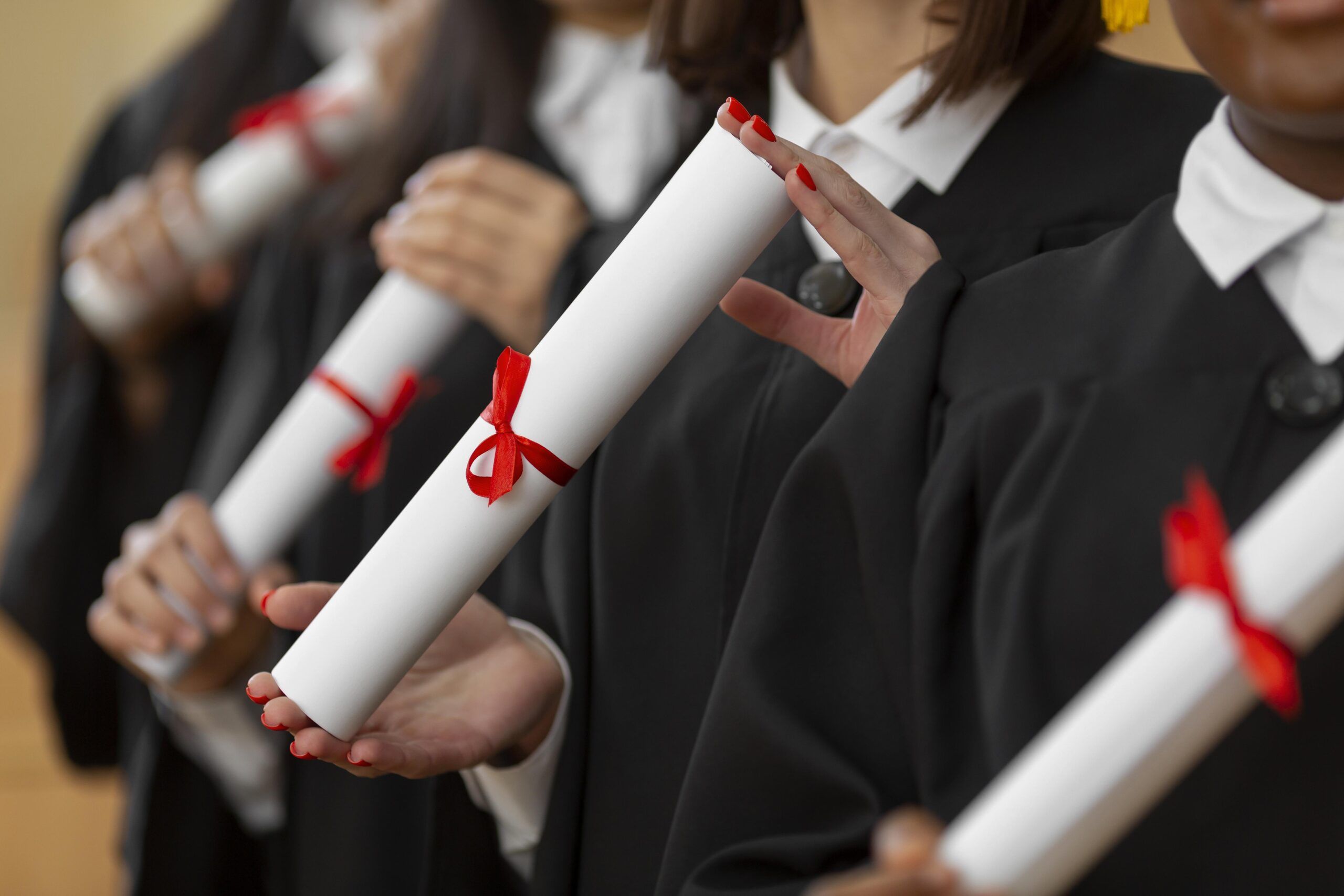 Alumnos recibiendo su diploma.