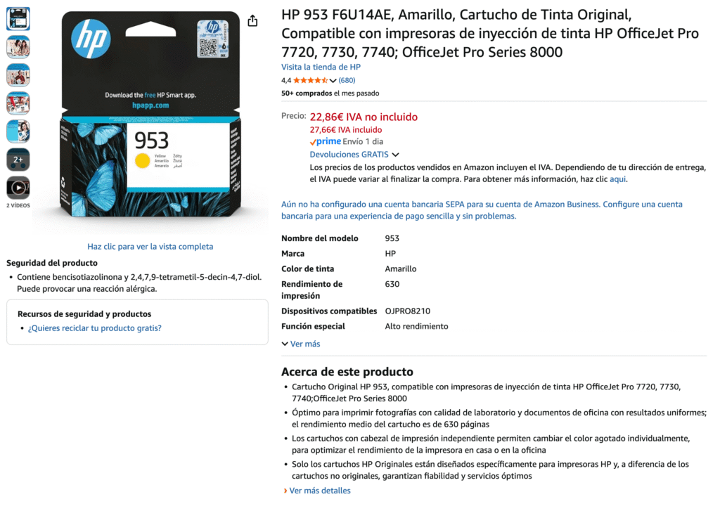 Una traducción de una ficha de producto que estaba en inglés.